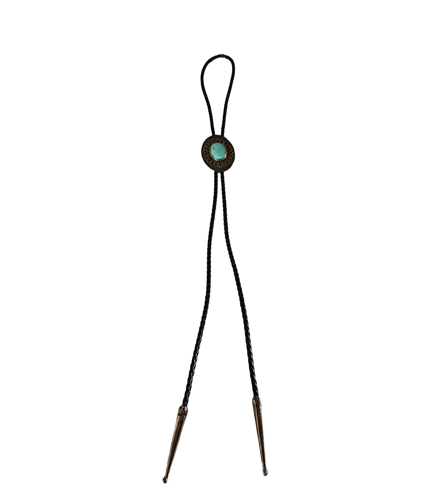 Oxydized turquoise bolo tie