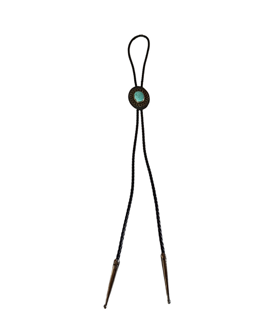 Oxydized turquoise bolo tie